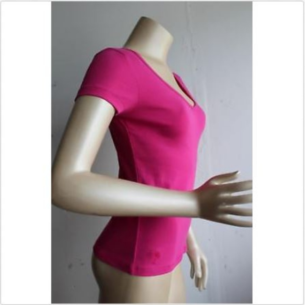 Lilly Pulitzer Pink V Neck Cotton Tee Shirt Top - Picture 2 of 4